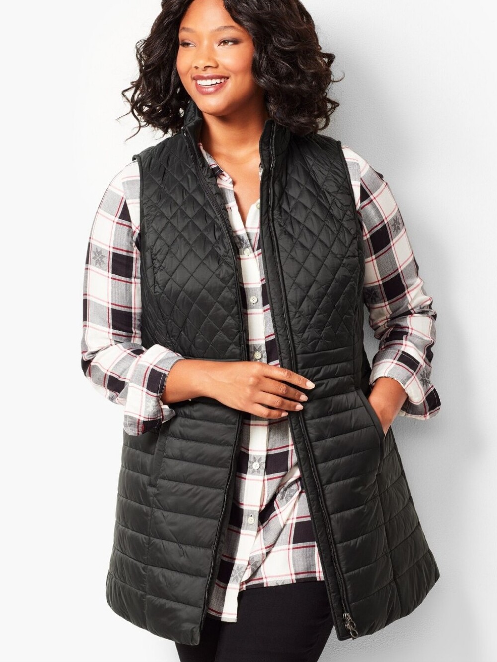 Talbots Long Prima Loft Filled Puffer Vest Blue